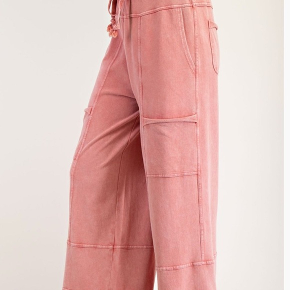 💕 Easel Plus Size Pink Wide-Leg Drawstring Pants - Picture 4 of 7